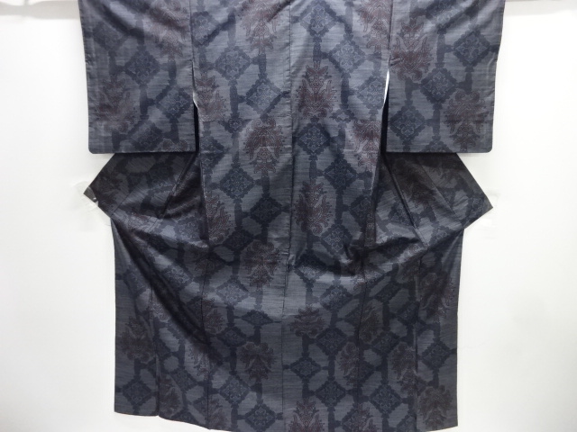 JAPANESE KIMONO / DORO OSHIMA TSUMUGI / WOVEN KIKKO PATTERN